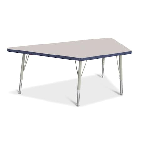 Jonti-Craft Berries Trapezoid Activity Tables, 30 in. x 60 in., E-height, Freckled Gray/Navy/Gray 6443JCE112